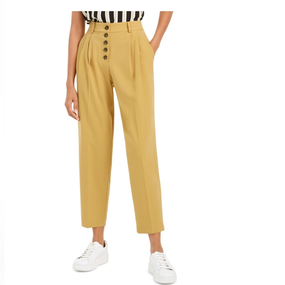 bar III Womens Button Front Pleated Pants 6
